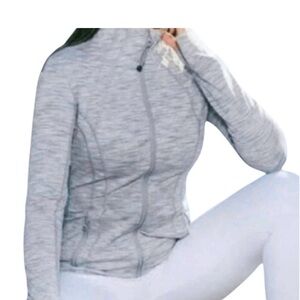 90 Degree By Reflex Women's Heather Gray Zip-Up Workout Casual Top